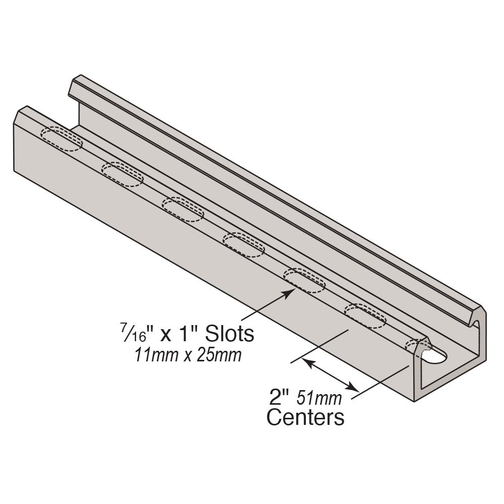15/8" X 11/8" POLYESTER FR SLOTTED CHANNEL X 20